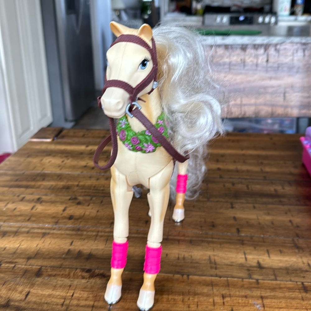 Vintage Barbie Horse with Mane & Tail and Floral Garland , Saddle, and R…